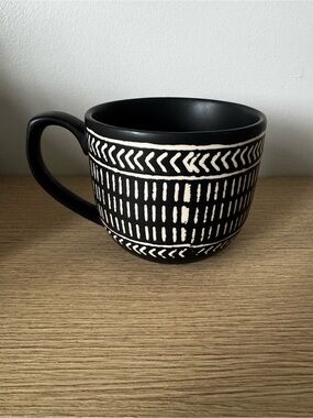 Black Ceramic Mug with White Tribal Pattern